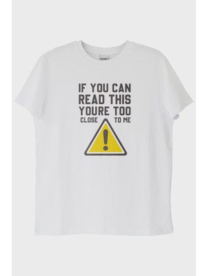lofux If You Can Read This Baskılı Tasarım Beyaz Tişört