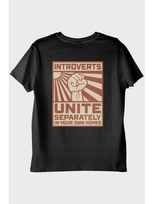 Lofux Introverts Unite Siyah Tişört