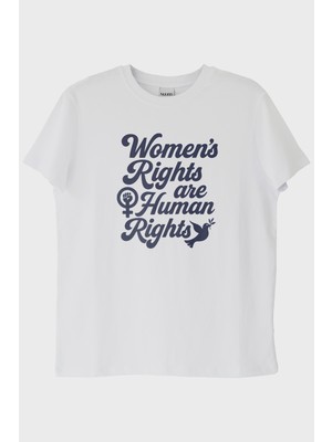 lofux Women's Rights Baskılı Feminist Beyaz Tişört