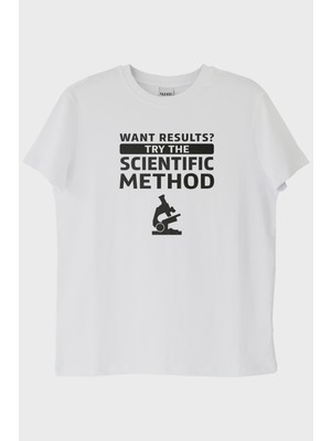 lofux Want Results? Try the Scientific Method Baskılı Beyaz Tişört
