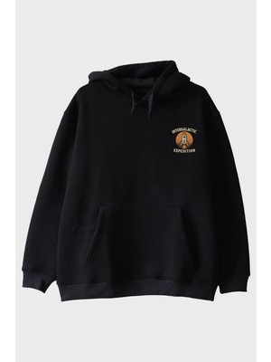 Lofux Intergalactic Expedition Siyah Hoodie