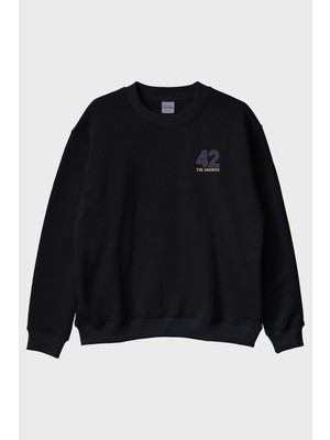 Lofux 42 The Answer Siyah Bisiklet Yaka Sweatshirt