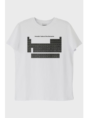 Lofux Periodic Table of the Elements Baskılı Beyaz Tişört