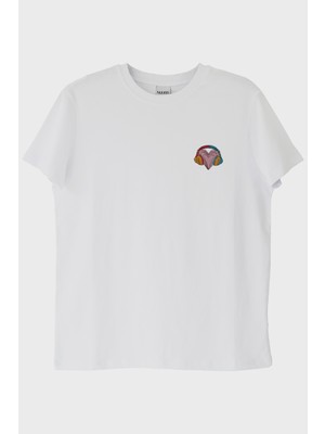lofux Renkli Kulaklık Kalpli Müzik T-Shirt