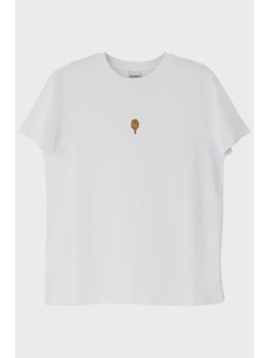 lofux Altın Mikrofon İşlemeli Müzik T-Shirt