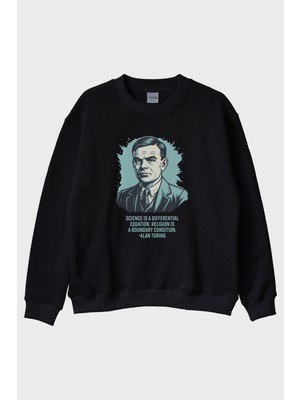 Lofux Science Is A Differential Equation Alan Turing Baskılı Bisiklet Yaka Sweatshirt