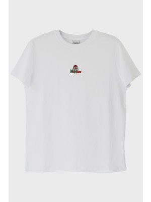 Lofux Noel Baba Hohoho Beyaz Tişört