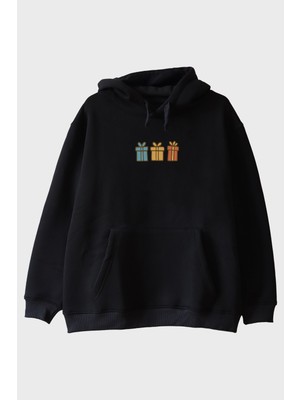 Lofux Renkli Hediyeler Siyah Hoodie