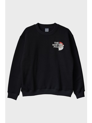 Lofux The North Pole Siyah Bisiklet Yaka Sweatshirt