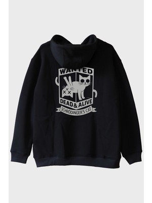Lofux Wanted: Dead & Alive Schrödinger's Cat Tasarım Siyah Hoodie