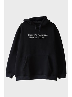 Lofux No Place Like 127.0.0.1 Siyah Hoodie