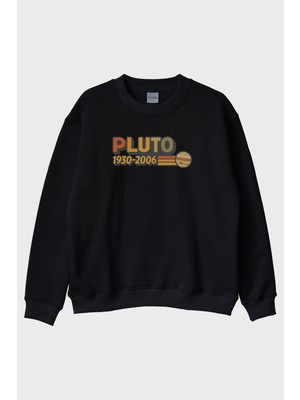 Lofux Rıp Pluto Siyah Bisiklet Yaka Sweatshirt