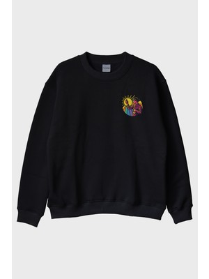 Lofux Marie Curie Siyah Bisiklet Yaka Sweatshirt