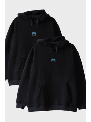 Lofux Player 1 ve Player 2 Çift Kombin Hoodie - Sevgililer Günü Hediyesi - Gamer, Oyuncu Hediyesi