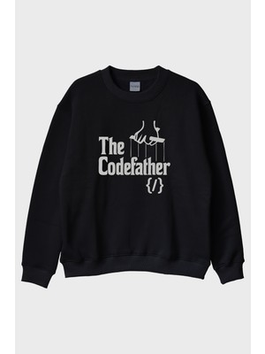 Lofux The Codefather Siyah Bisiklet Yaka Sweatshirt