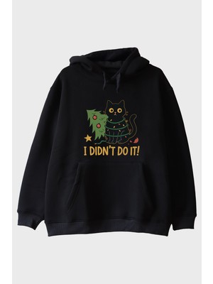 Lofux Suçlu Kedi Siyah Hoodie