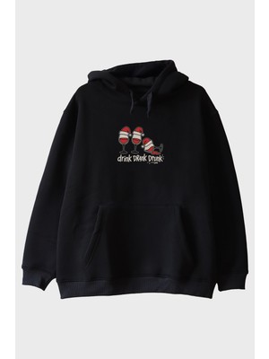 Lofux Drink Drank Drunk Siyah Hoodie