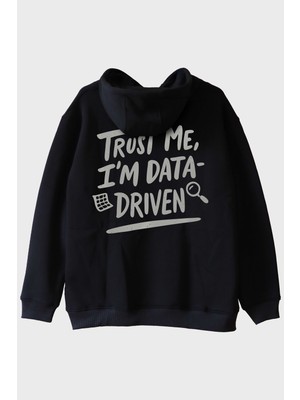 Lofux Data Analizi Sevenlere Özel Minimalist 'ı'm Data-Driven' Siyah Hoodie