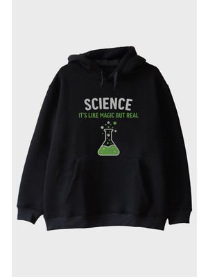 Lofux Bilim Sihir Siyah Hoodie