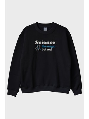 Lofux Science Like Magic But Real Baskılı Bilim Temalı Bisiklet Yaka Sweatshirt