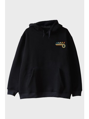Lofux Retro Kuşlar Siyah Hoodie