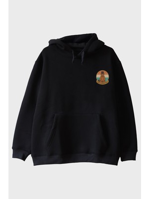 Lofux Groundhog Day Retro Baskılı Tasarım Siyah Hoodie