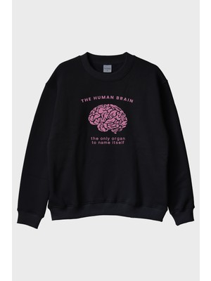 Lofux The Human Brain Baskılı Tasarım Bisiklet Yaka Sweatshirt