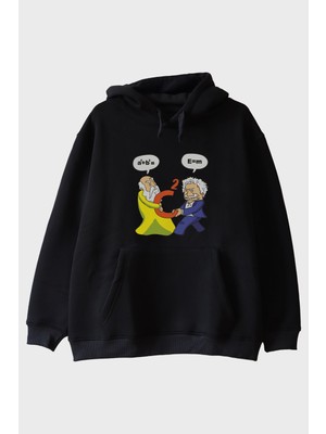 Lofux Einstein Pisagor Siyah Hoodie
