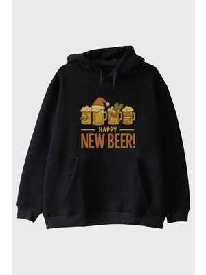 Lofux Happy New Beer Siyah Hoodie