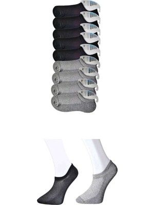 Sungur's Store Siyah ve Gri Erkek Görünmez Çorap 9 Çift
