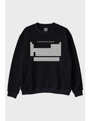Lofux Periodic Table Of The Elements Baskılı Siyah Bisiklet Yaka Sweatshirt