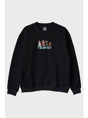 Lofux Yılbaşı Çetesi Siyah Bisiklet Yaka Sweatshirt