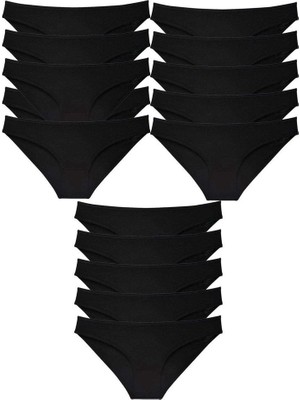 Sungur's Store 15 Adet Süper Eko Set Likralı Kadın Slip Külot Siyah