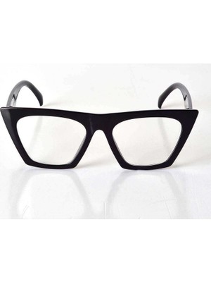 Sungur's Store Siyah Çerçeveli Şeffaf Cam Unisex Stil Gözlük