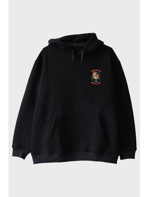 Lofux Uyandır Beni Yılbaşı Siyah Hoodie