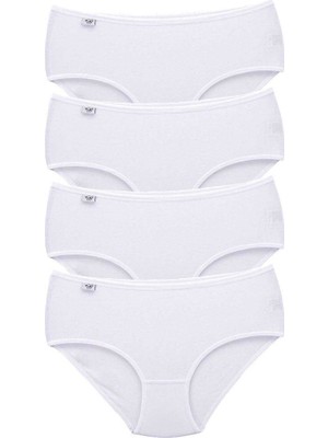 Sungur's Store 4 Adet Tutku Kadın Yüksek Bel Bato Ince Lastik Külot Beyaz