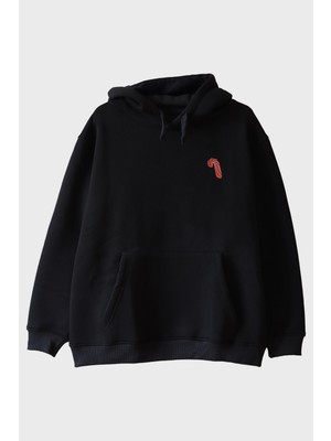 Lofux Candy Cane Siyah Hoodie