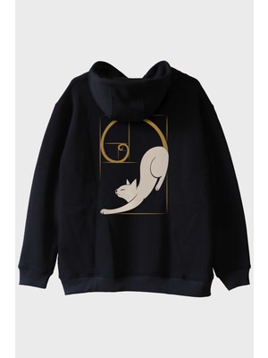 Lofux Organik Mükemmellik Kedi Siyah Hoodie