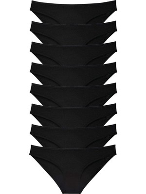 Sungur's Store 8 Adet Süper Eko Set Likralı Kadın Slip Külot Siyah