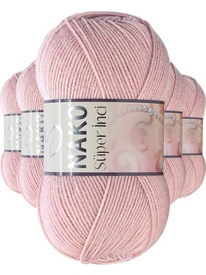 Sungur's Store 5 Adet Süper Inci El Örgü Ipi 100 gr Pembemsi Pudra 10275