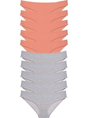 Sungur's Store 10 Adet Süper Eko Set Likralı Kadın Slip Külot Pudra Gri