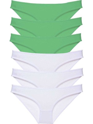 Sungur's Store 6 Adet Eko Set Likralı Kadın Slip Külot Yeşil Beyaz