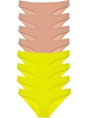 Sungur's Store 8 Adet Süper Eko Set Likralı Kadın Slip Külot Sarı Ten