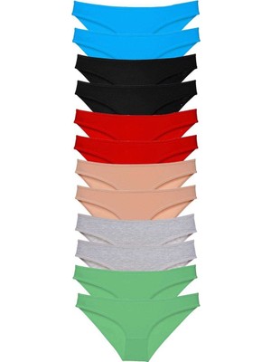 Sungur's Store 12 Adet Eko Set Likralı Kadın Slip Külot Çok Renkli 2