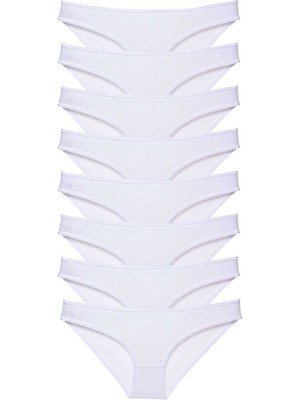 Sungur's Store 8 Adet Süper Eko Set Likralı Kadın Slip Külot Beyaz