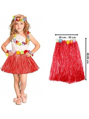 Sungur's Store Hawaii Hula Eteği Kırmızı Renk 40 cm
