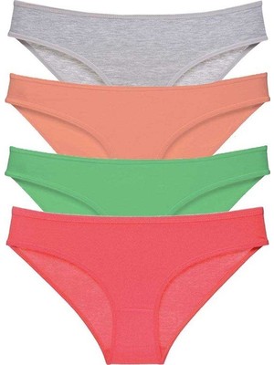 Sungur's Store 4 Adet Süper Eko Set Likralı Kadın Slip Külot Gri Pudra Yeşil Fuşya