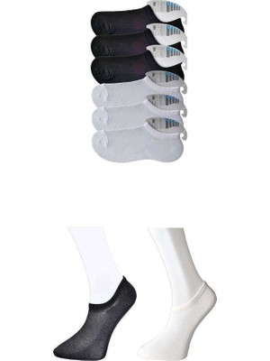 Sungur's Store Siyah ve Beyaz Erkek Görünmez Çorap 6 Çift