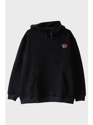 Lofux Akordeon Nakışlı Siyah Hoodie – Müzik Tutkunlarına Özel