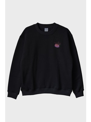 Lofux Mor Davul Alevli Müzik Bisiklet Yaka Sweatshirt